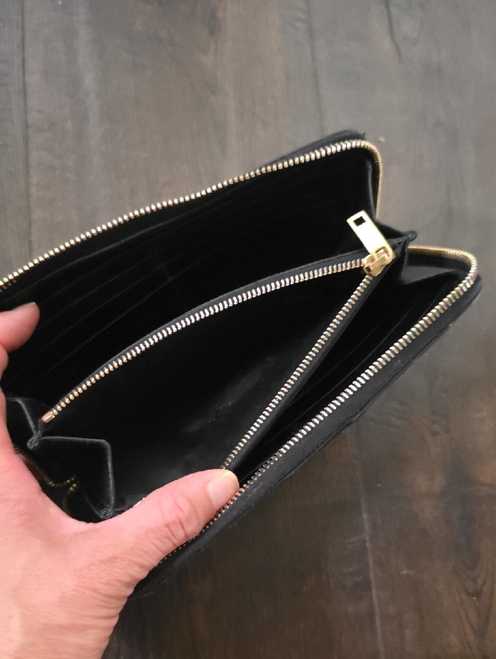 Yves Saint Laurent Black Quilted Zip-Around Wallet with Gold Logo Hardware - Picture 7 of 10